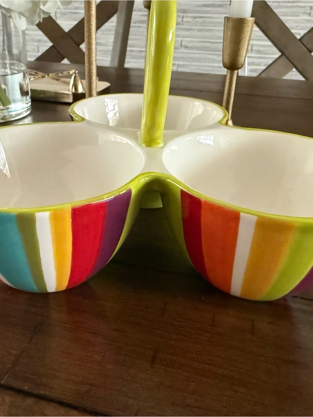 Crate&Barrel Bright Multicolor Striped Ceramic Bowl